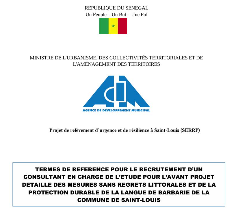 Recrutement d’un consultant en charge de l’étude pour un avant-projet – St-Louisadm serrp